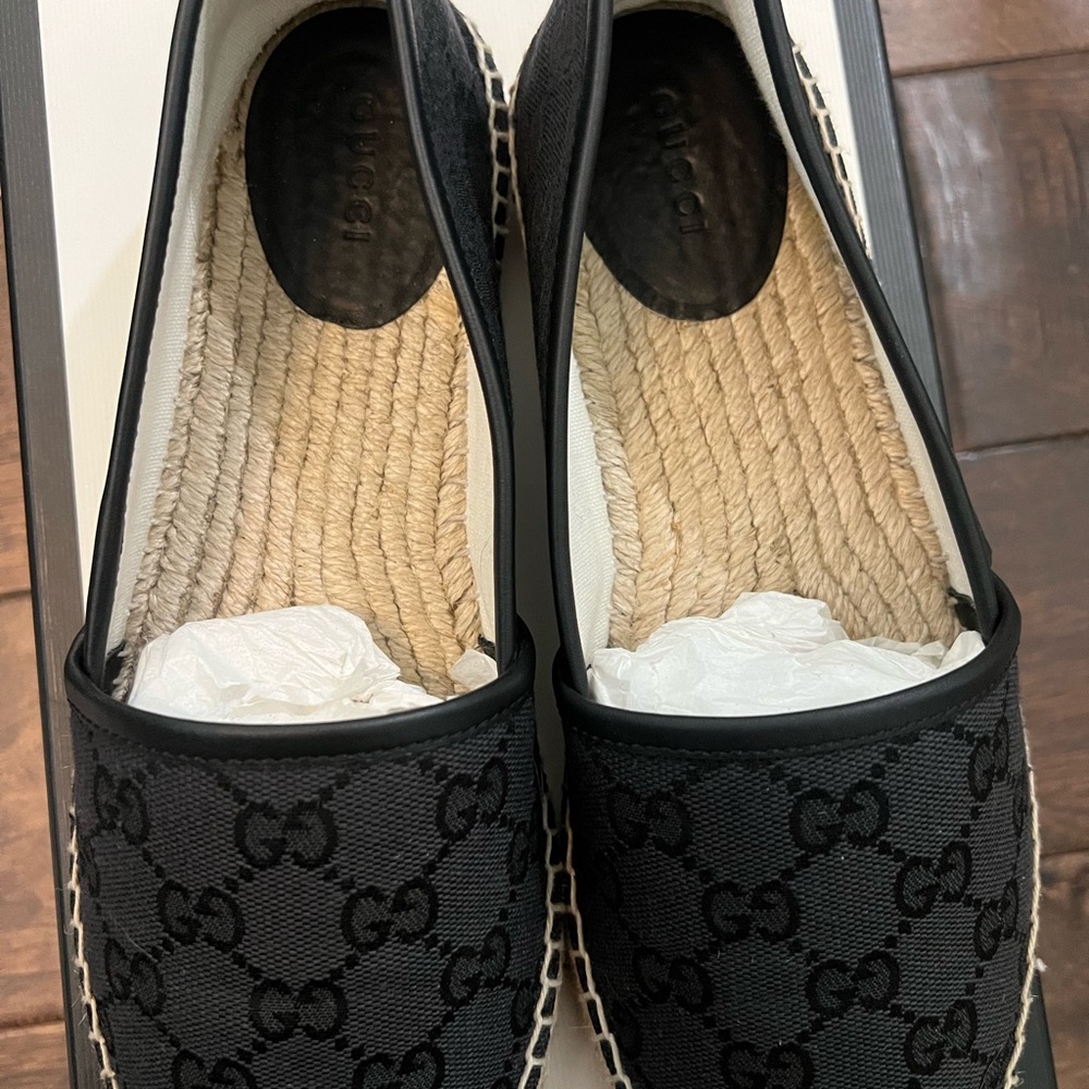 Gucci Black and Cream Canvas Espadrilles - Picture 6 of 12